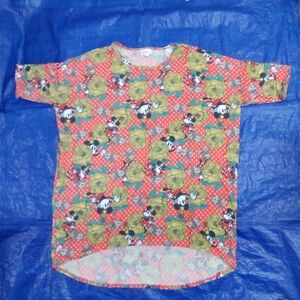 LuLaRoe Orange and Yellow Short Sleeve Tee Vibrant Design